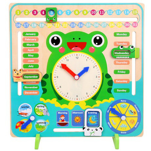 Bảng đồ chơi lịch đa năng, đồng hồ chú ếch cho bé