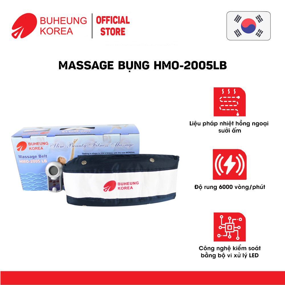 Massage bụng nhiệt hồng ngoại Buheung HMO-2005LB, độ rung 6000 vòng/phút, bảo hành chính hãng 12 tháng