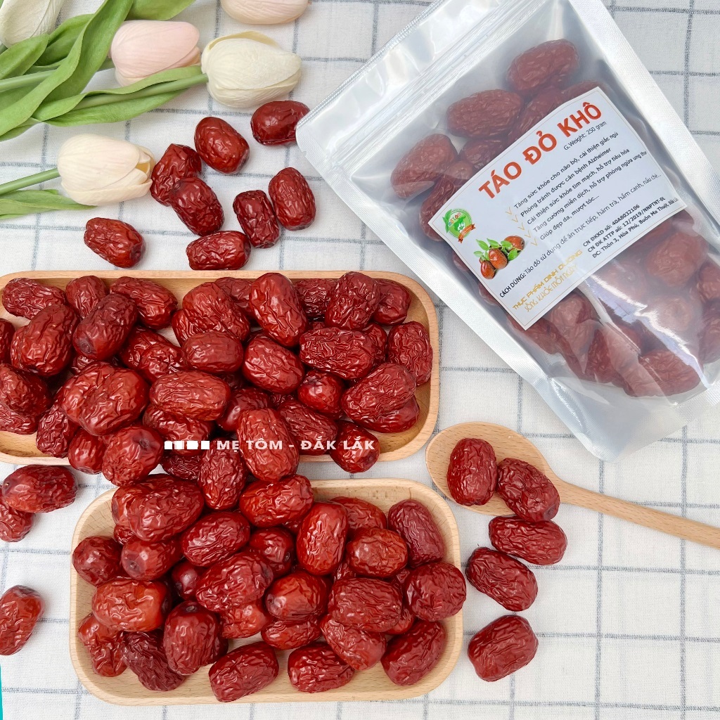 Táo đỏ sấy khô 500g loại đặc biệt, nguyên liệu nấu chè, chưng yến, hầm canh, pha trà ngủ ngon, tốt cho tim mạch