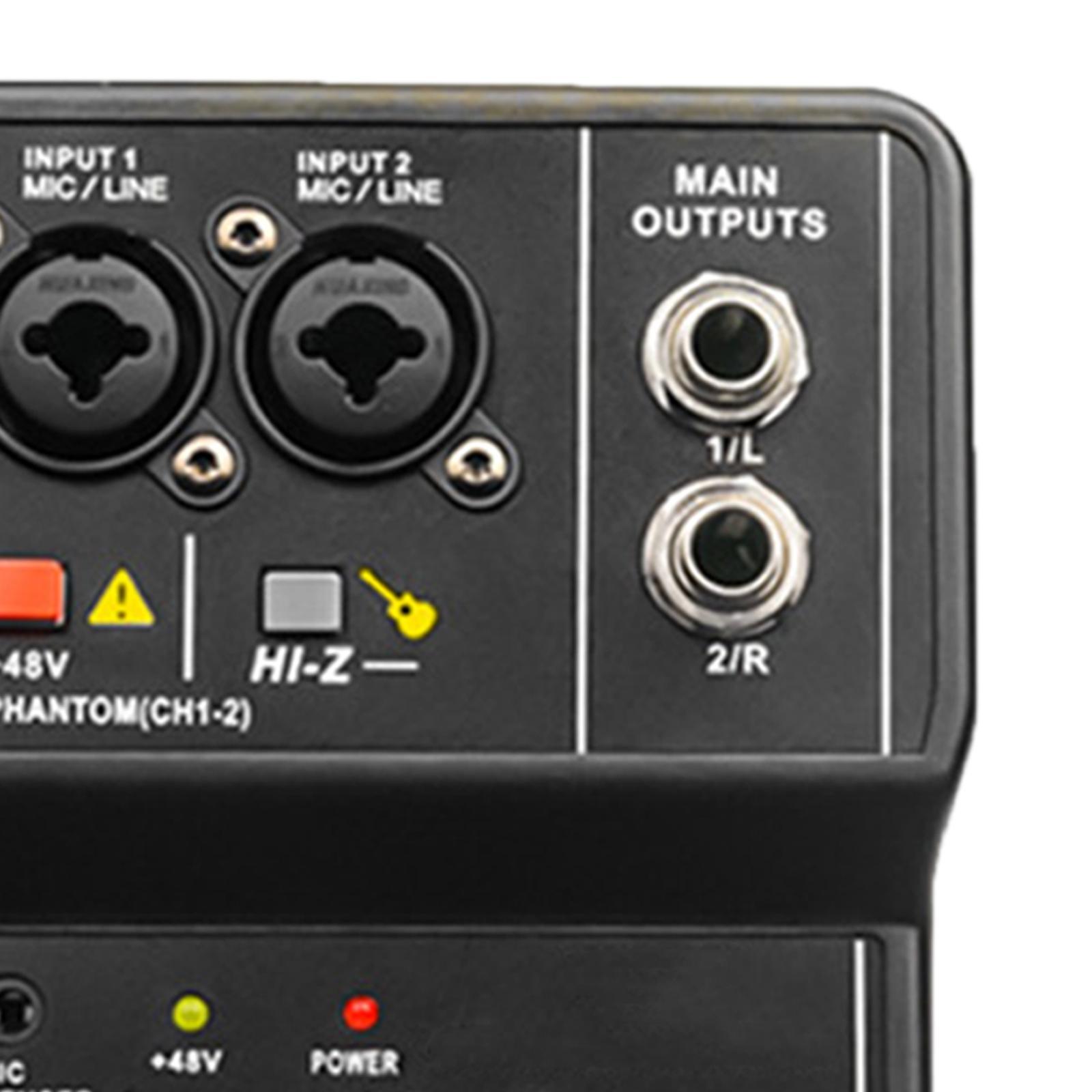 USB Audio Interface, Audio Mixer, 2 Channel with 48V  Power, 16Bit/49 KHz Low Latency Plug and Play for Recording  Podcasting
