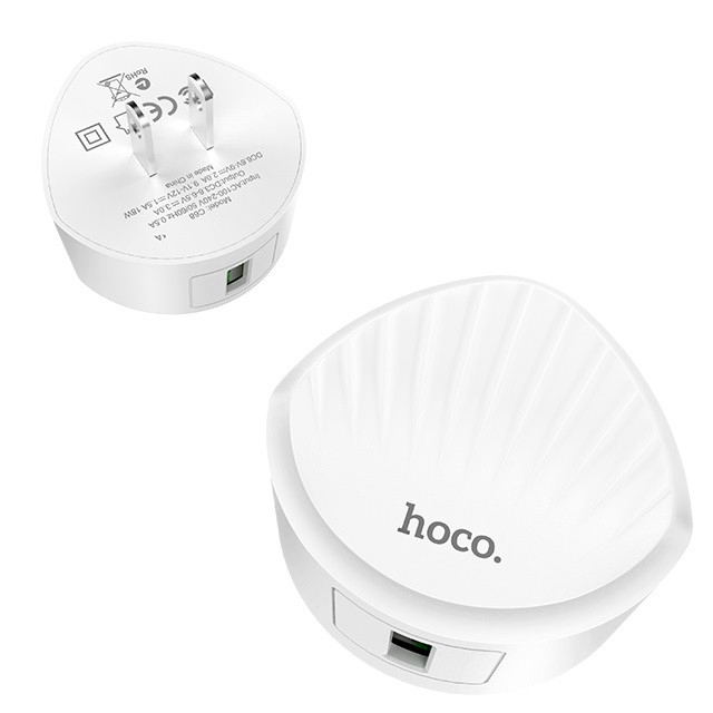 Cốc sạc Hoco C68 hỗ trợ sạc nhanh Quick Charge 3.0, nhận dạng thiết bị thông minh, thiết kế vỏ sò đặc biệt - Hàng chính hãng