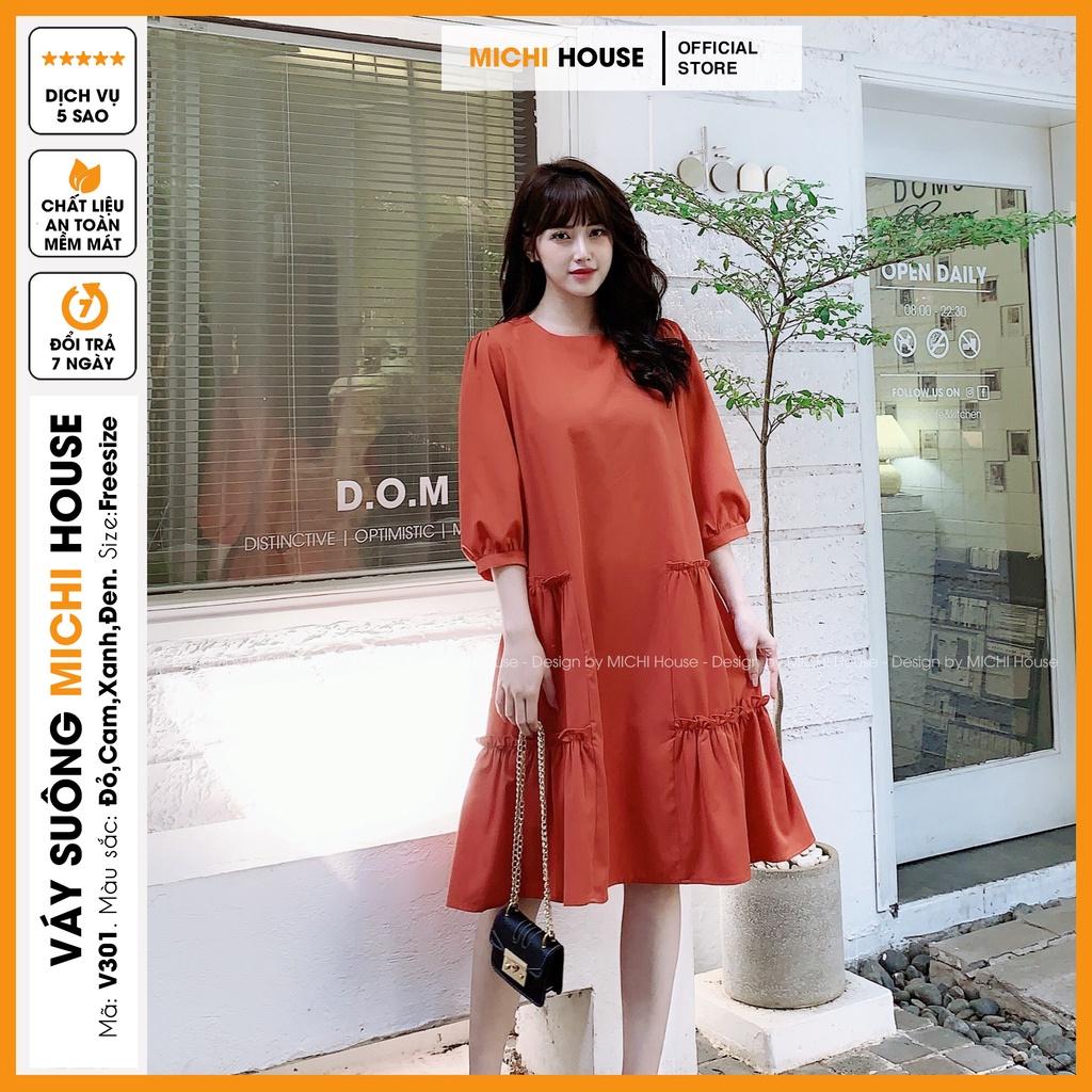 Váy Suông Nữ Dáng Rộng Nhiều Màu V301 MICHI House Đầm Xuông Cổ Tròn Tay Lỡ Thiết kế Dễ Mặc Bầu Xinh Thoải Mái