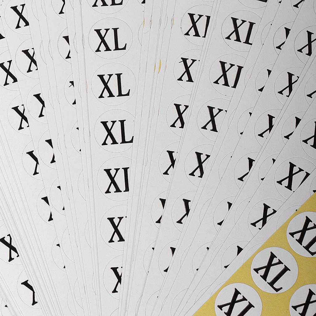 70 Tờ Kích Thước Quần Áo Dán Bán Lẻ Tự dính Tròn S-XXXL