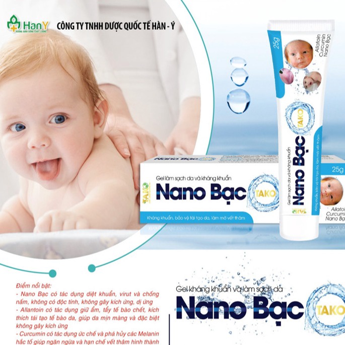 Gel Làm Sạch Và Kháng Khuẩn Nano Bạc 25g Giúp Làm Dịu Da, Giảm Hăm Tả, Rôm Sẩy