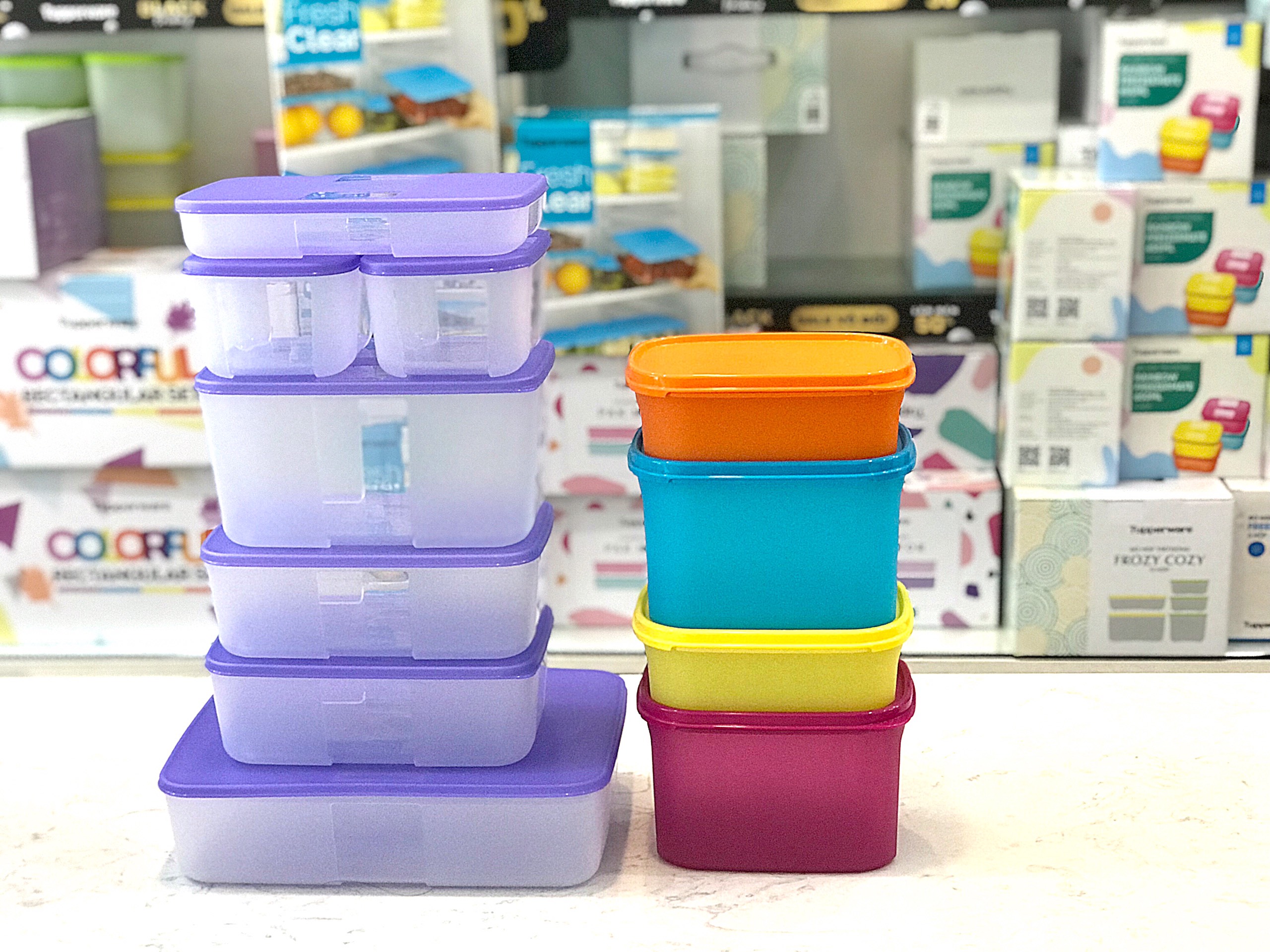 Combo hộp trữ đông, trữ mát Tupperware Colorful Freezermate Essential , HÀNG CHÍNH HÃNG
