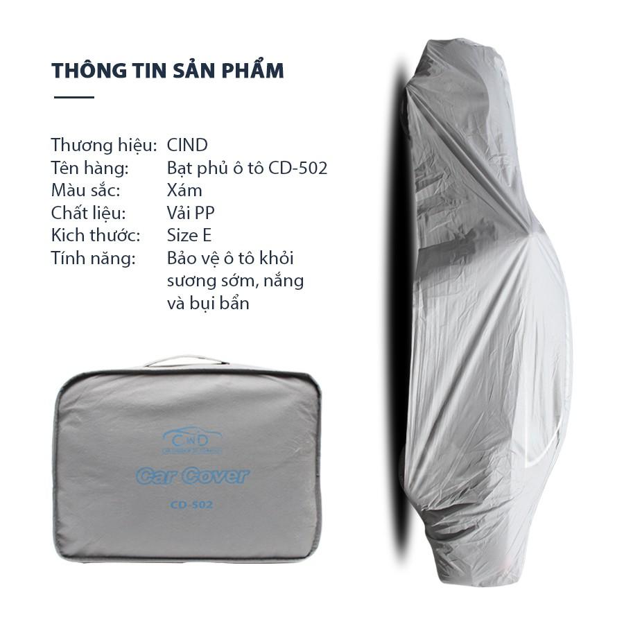 Bạt Phủ Ô Tô CIND CD502 4 Chỗ Lớn Size E 1 Lớp PP Nhập Khẩu Chính Hãng