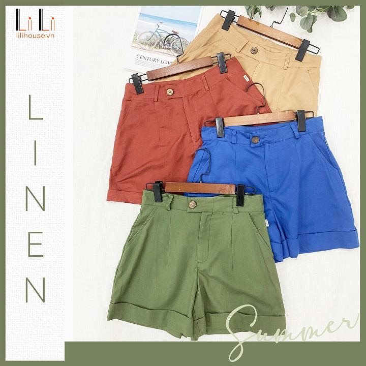 Quần đùi short nữ chất vải linnen tự nhiên cao cấp