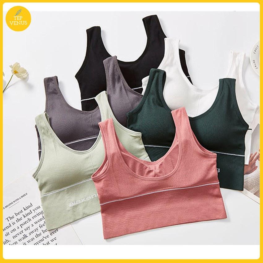 Áo Bra Gym Yoga Bra Thể Thao Dáng Croptop Khoét Hở Lưng Cotton Tăm Tep-BraAlax TEP FASHION BRA-ALEX02