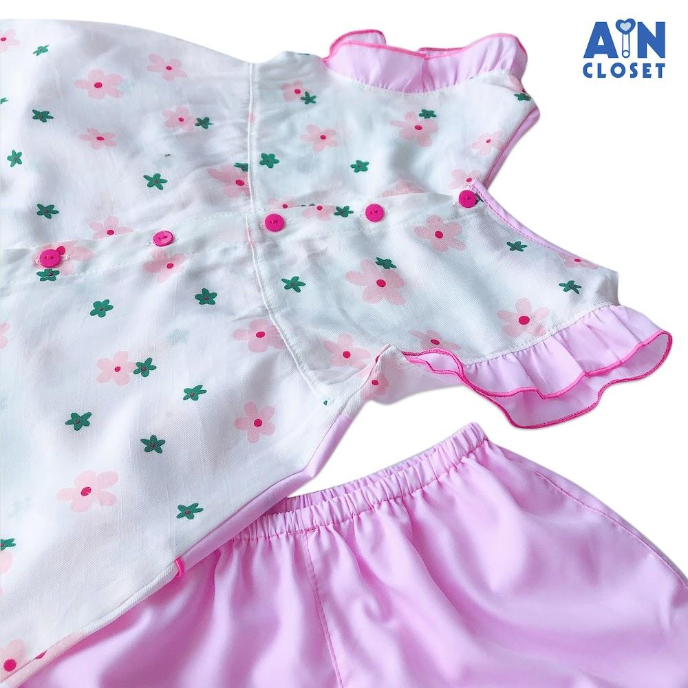 Bộ quần áo ngắn bé gái họa tiết Hoa quần hồng 2 tầng - AICDBGYDSVKV - AIN Closet