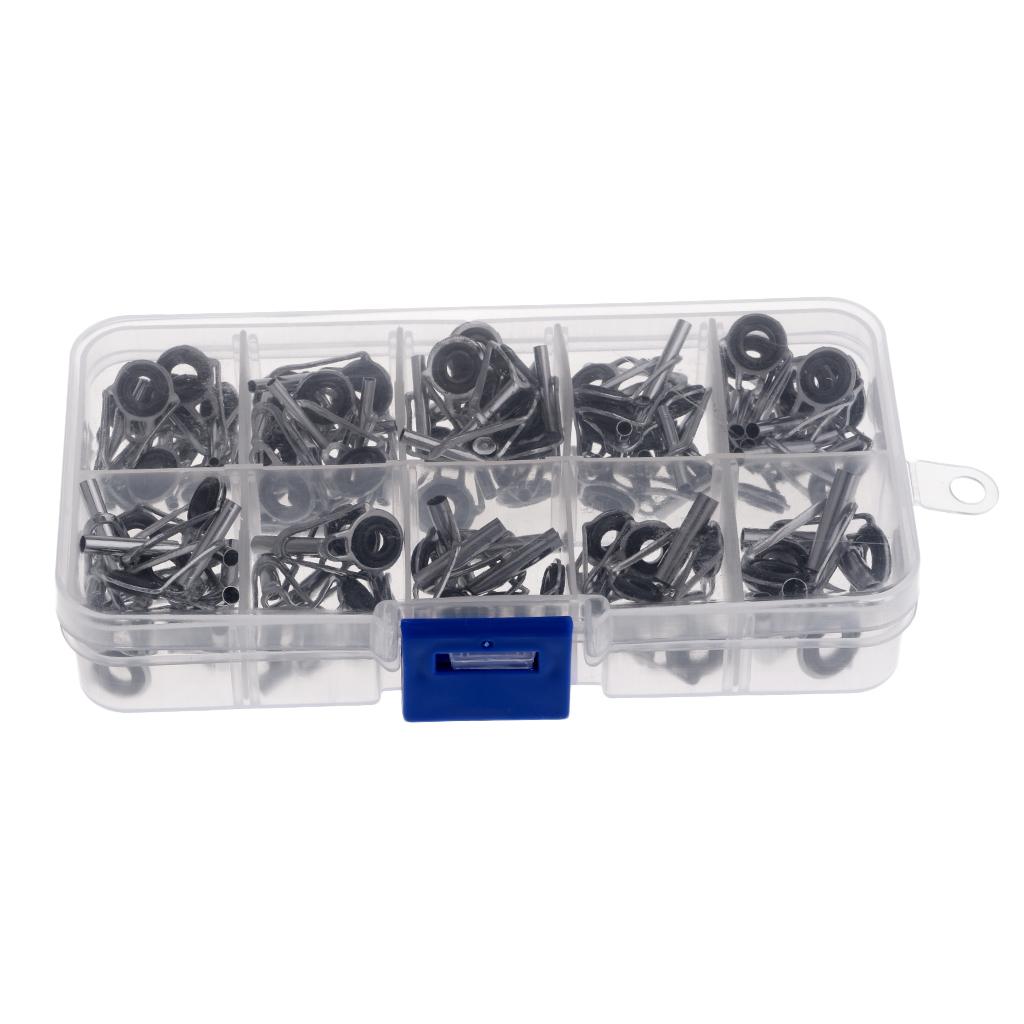 80Pcs/box Heavy Duty Sea Boat Fishing Rod Guides Top Tips Pole Rod Eye Rings