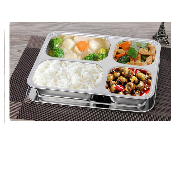 Khay đựng cơm inox (có nắp inox)  - 28x22x4.5cm