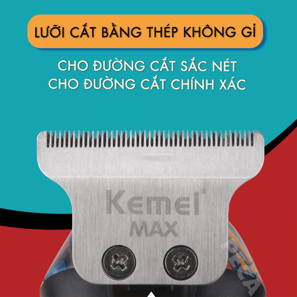 Tông đơ chấn viền cao cấp Kemei KM-MAX5090 phiên bản trend màn hình LCD hiển thị sạc nhanh USB có thể cắt tóc, cạo đầu, fade trắng chân tóc, bấm viền