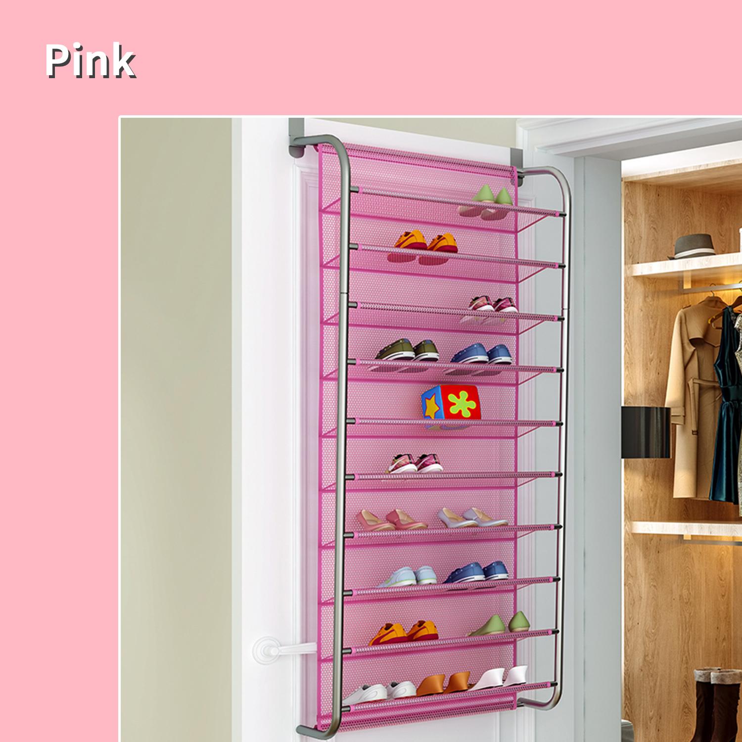 Giá để giày 10 tầng treo trên cửa làm bằng thép carbon và lưới nylon