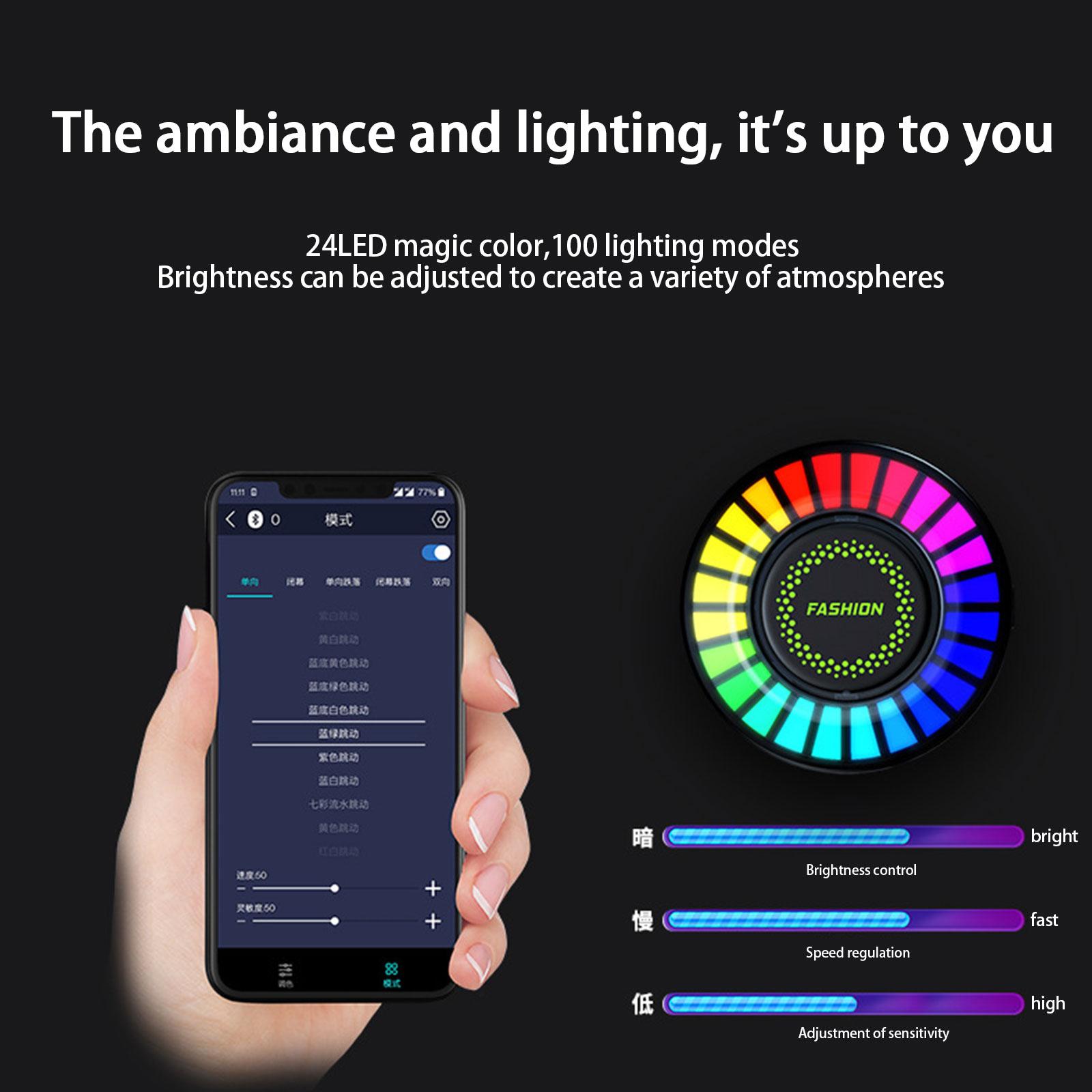 Nước hoa kẹp cửa gió ô tô hiệu ứng LED theo nhạc Car Music Rhythm Atmosphere LED Lamp