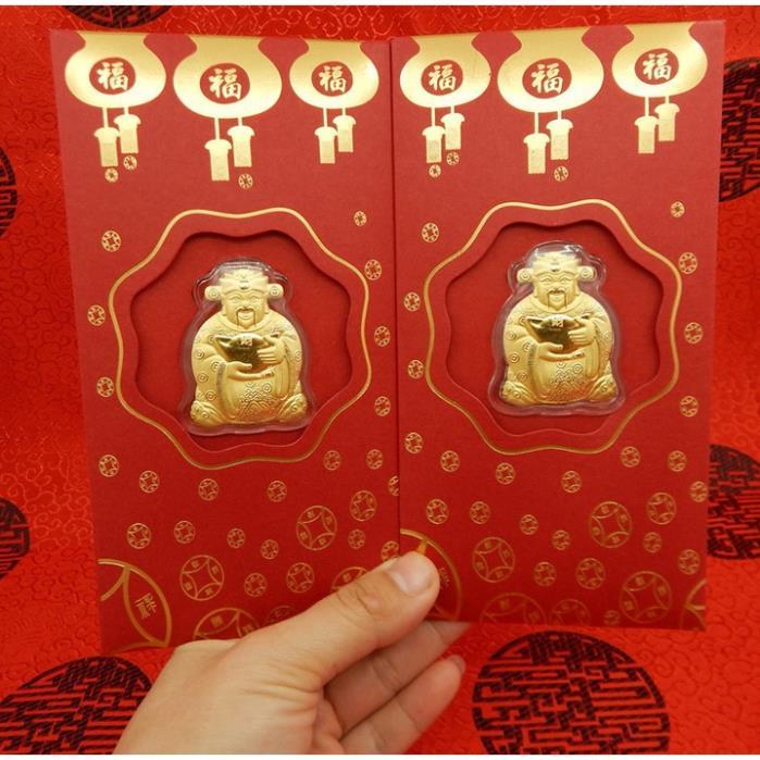 Lì xì độc ý nghĩa - phong bao lì xì vàng thần tài 24k