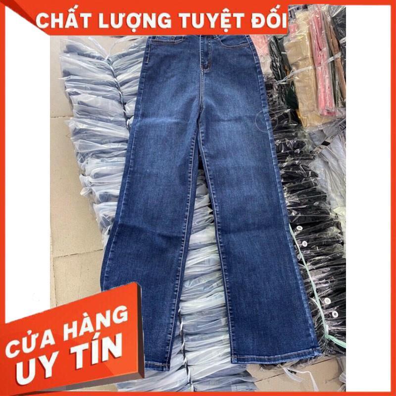 Quần jeans cạp cao ống đứng chất jeans giãn- shop tự chụp