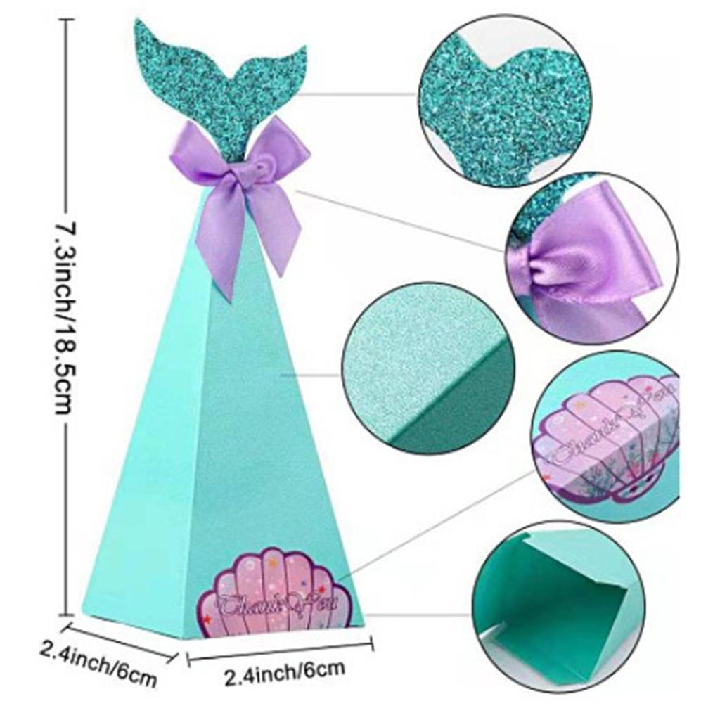 20pcs Creative Triangle Cone Mermaid Bowknot Candy Boxes Party Favor