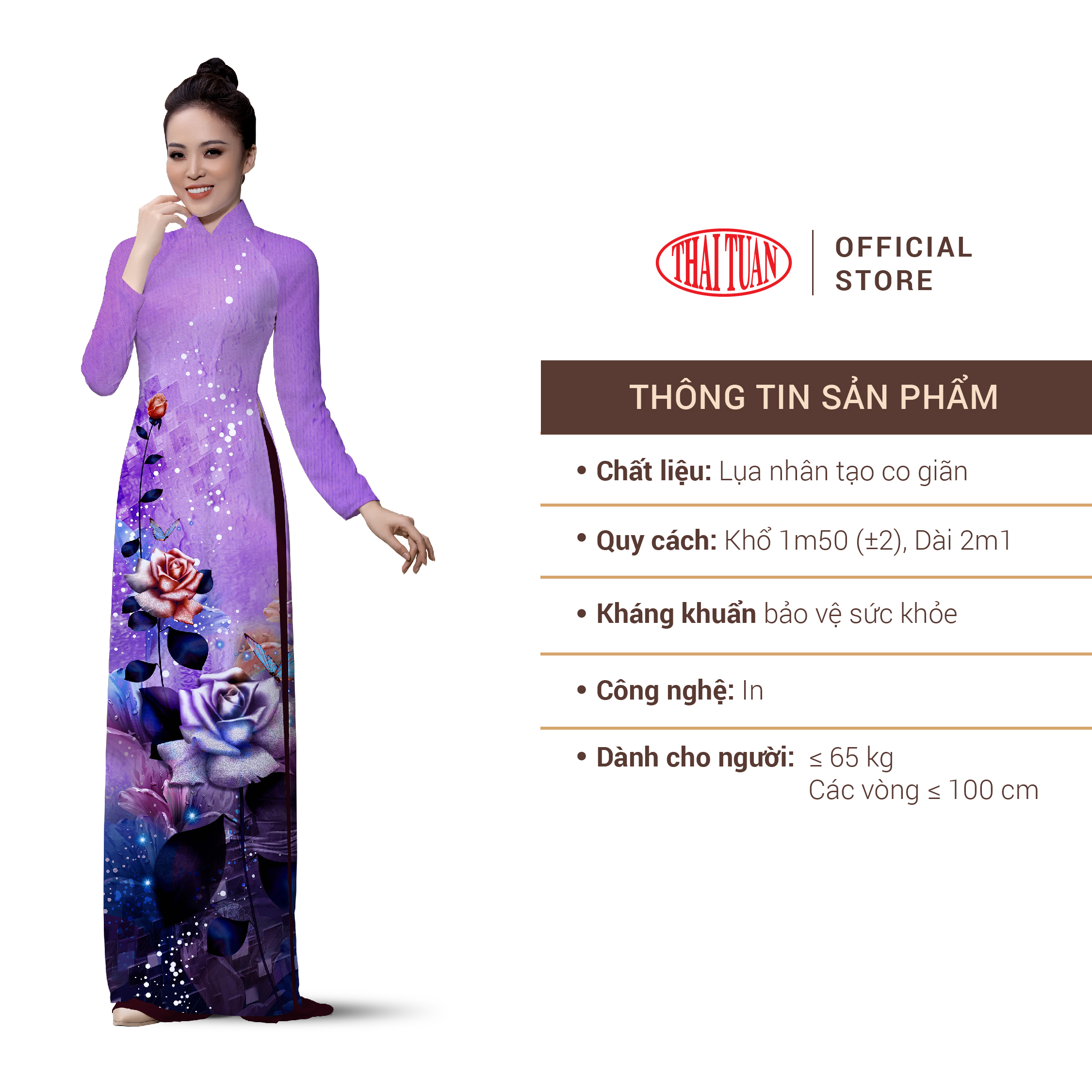 Vải Áo Dài In Họa Tiết Kháng Khuẩn Khổ 1m50 Dài 2m1 | ASBR533MCAI014DG5IHAAZA