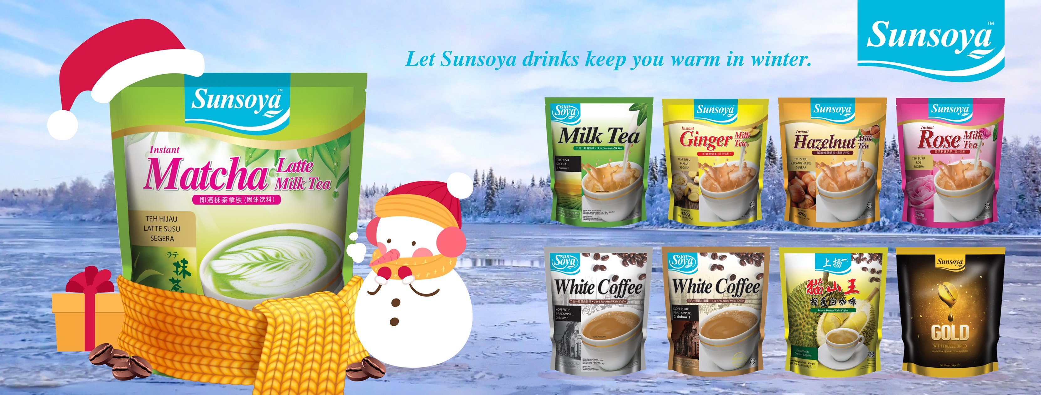 Trà sữa gói Malaysia SunSoya / Trà sữa hòa tan 3 trong 1/ Trà sữa nhập khẩu/ Trà sữa tự pha- Vị trà xanh/ Matcha milk tea