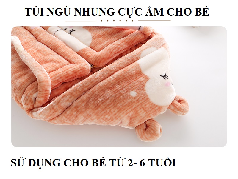 Túi ngủ nhung tuyết cho trẻ nhỏ từ 2-6 tuổi