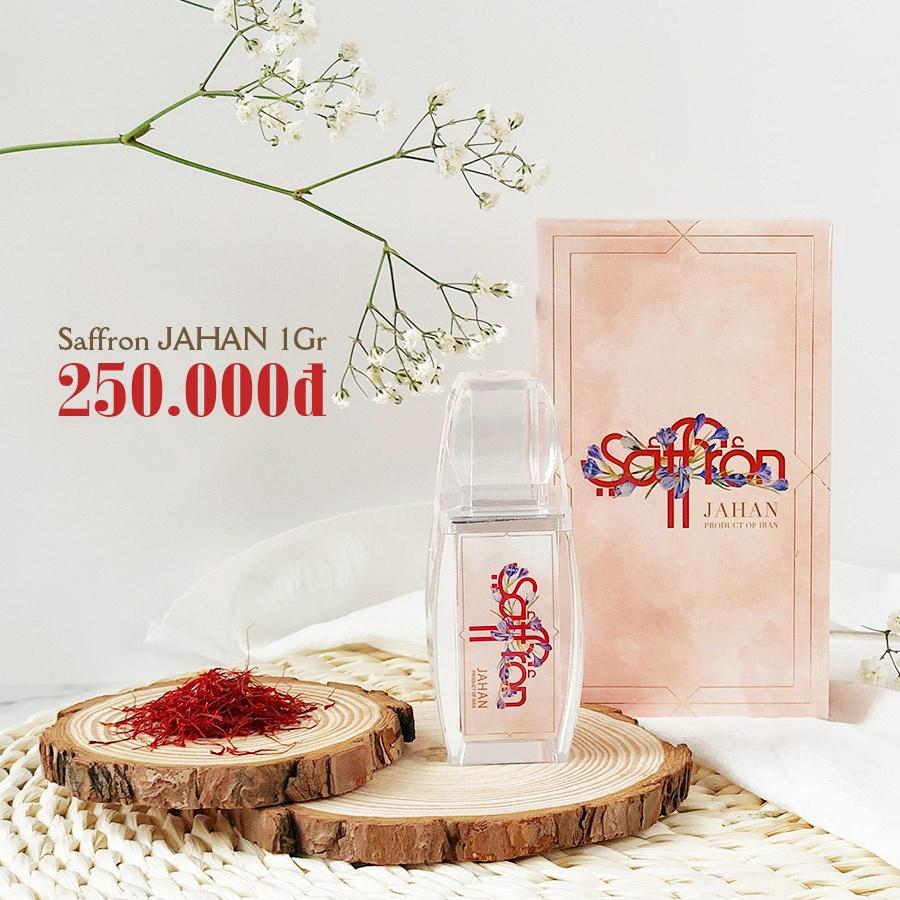 Nhụy Hoa Nghệ Tây Saffron Jahan 1Gr/hộp tặng lọ thủy tinh 300ml