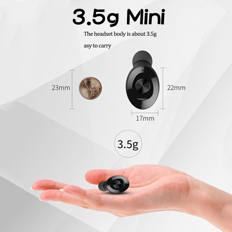 Tai Nghe Bluetooth Không Dây Nhét Tai XG-12 Mini True Wireless Bluetooth 5.0 Dung Lượng 350mAh Màu Đen- Hàng Chính Hãng