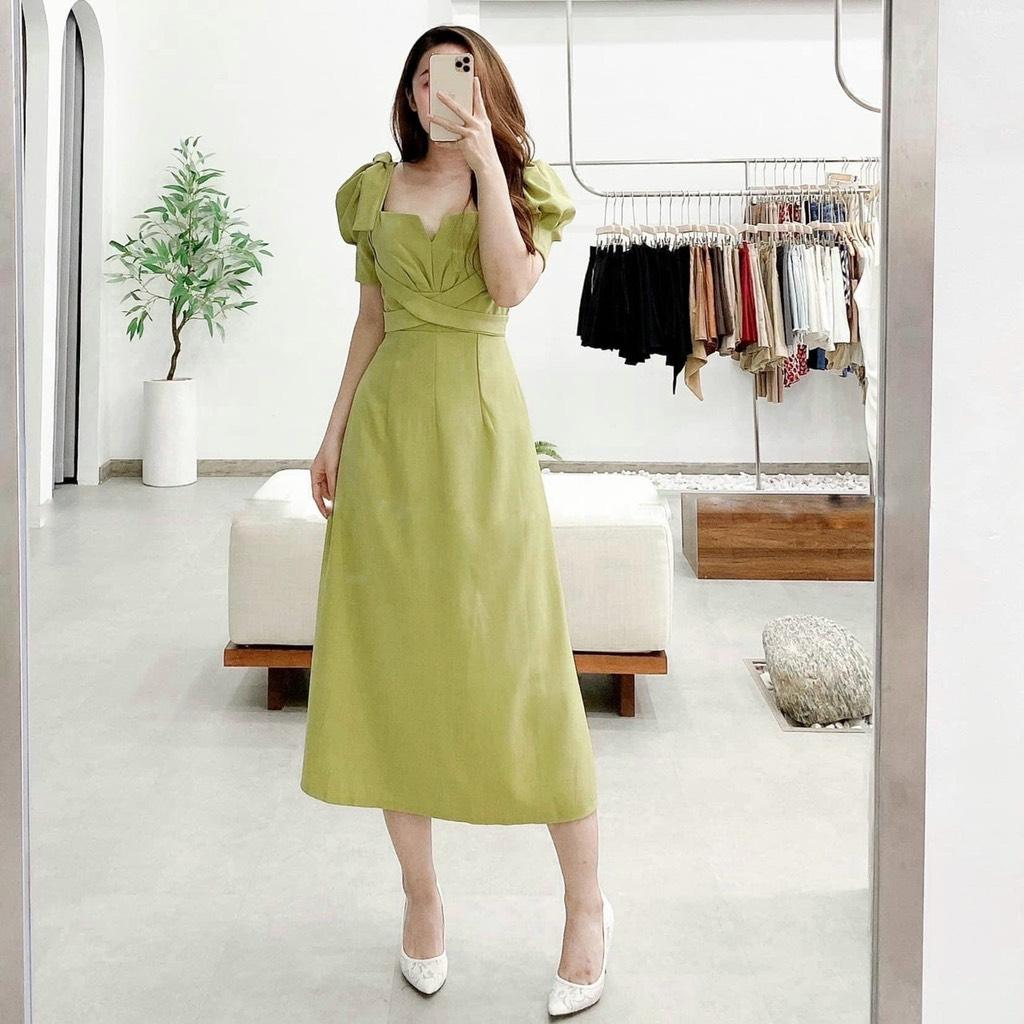 ĐẦM XOÈ CHÉO EO TAY BỒNG CỘT NƠ VAI 81248420