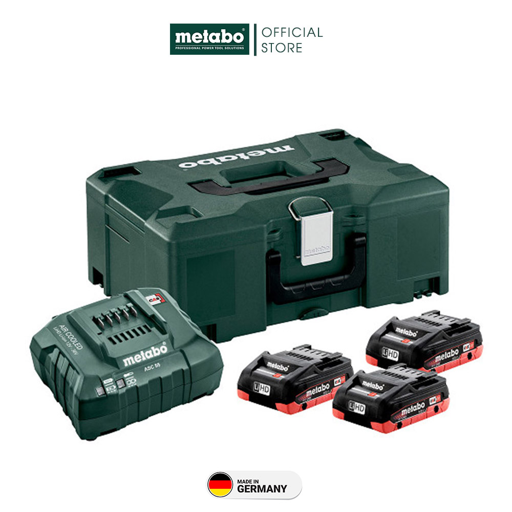 Bộ Pin LIHD &amp; Sạc Metabo BASIC SET 3 X 4.0AH + ASC 55