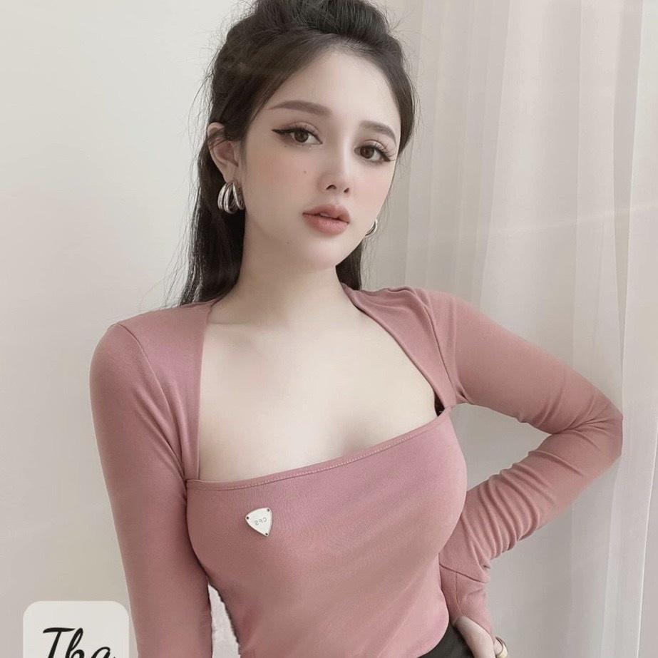 Áo thun nữ dài tay body cổ vuông siêu hot tôn dáng dễ mặc