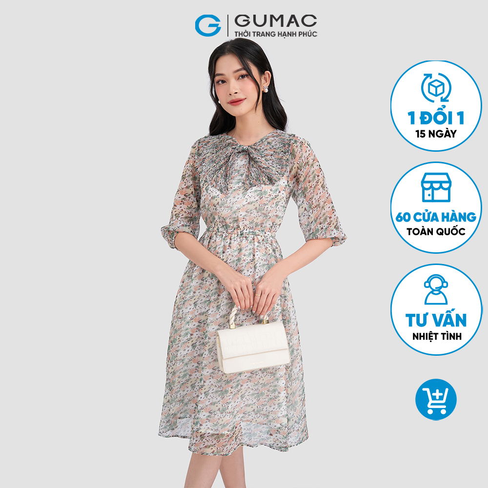 Đầm cổ bèo dập ly DC12050 thời trang GUMAC