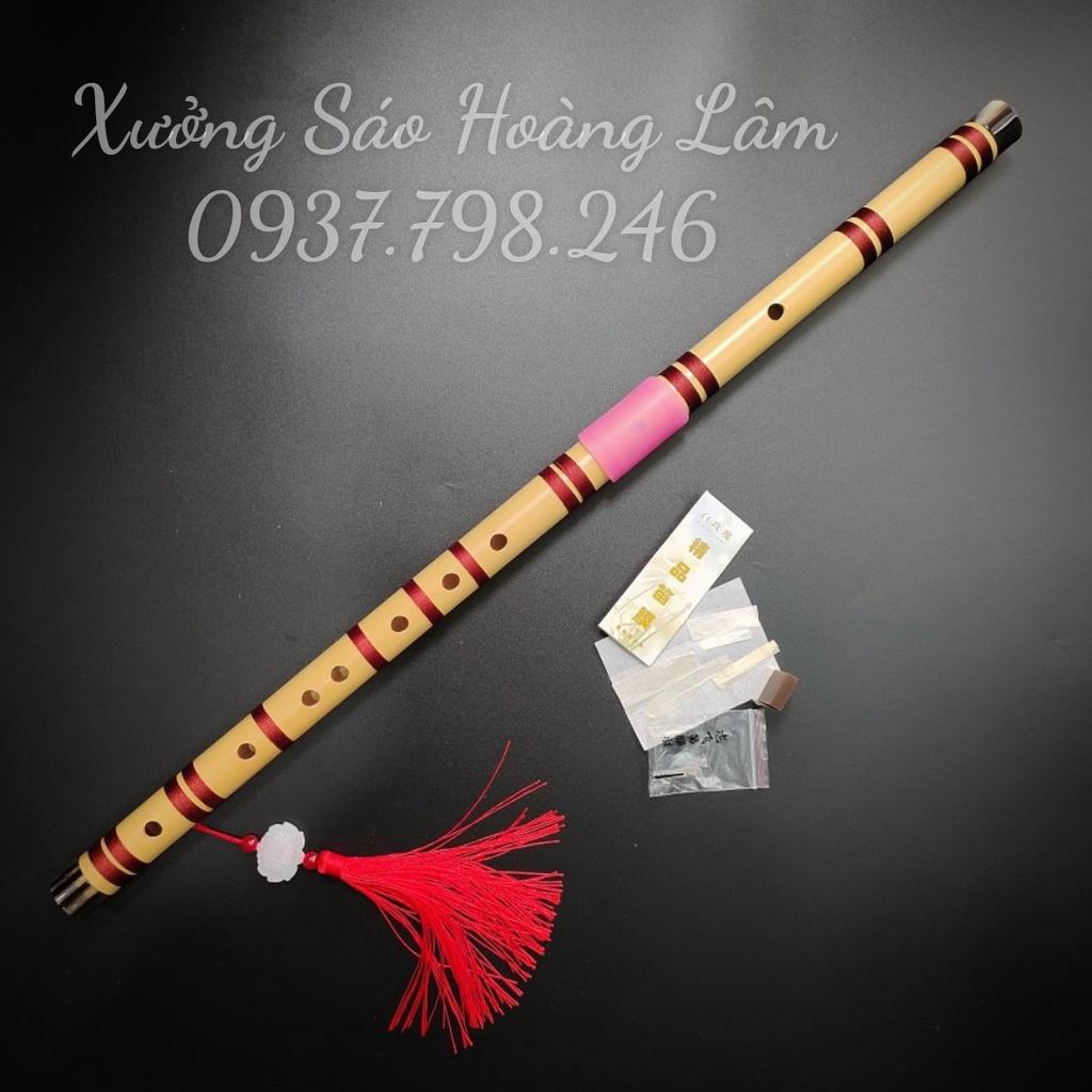 Sáo trúc Dizi Việt tone Sol trầm nứa namTrung Cấp I tặng bộ phụ kiện màng rung, ốp màng, keo dán và dây treo hoa sen