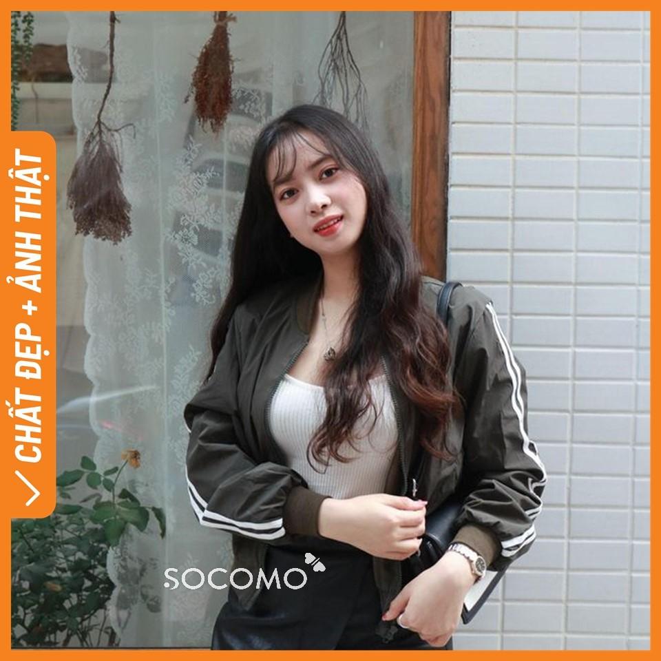 Áo khoác bomber sọc dọc thể thao