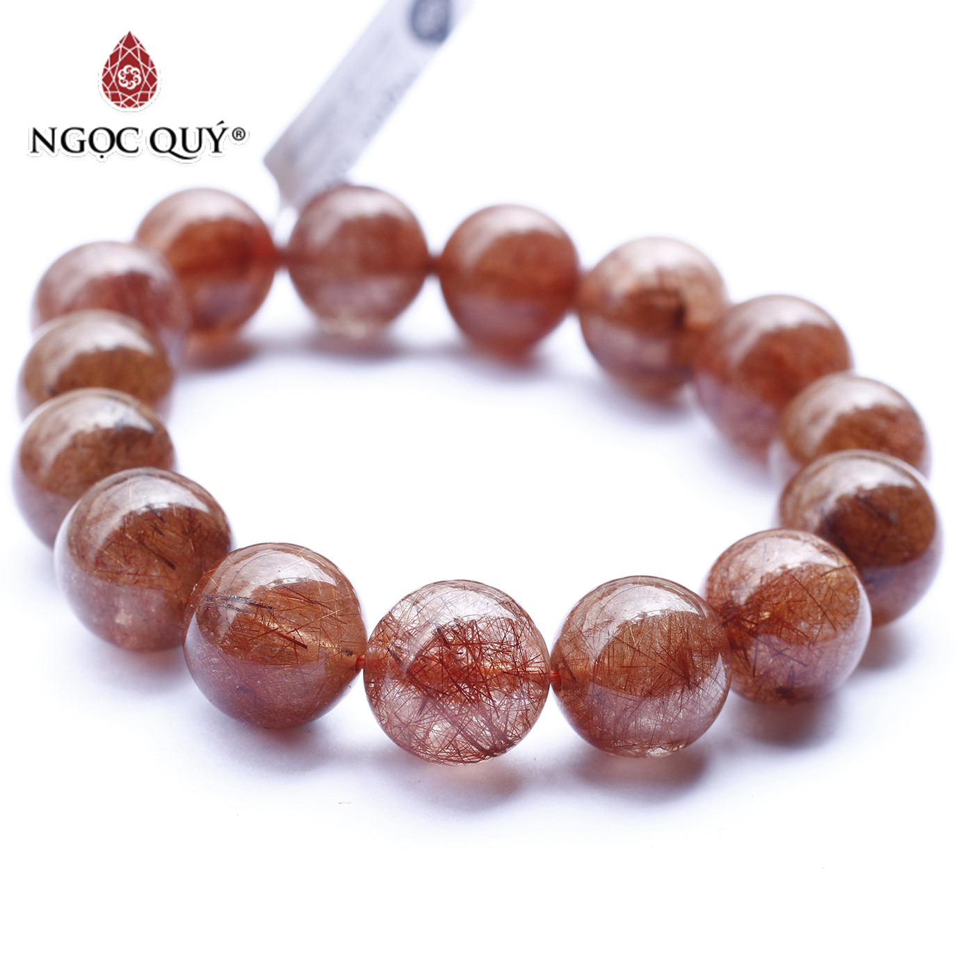 Vòng tay đá thạch anh tóc đỏ cam mệnh hỏa, thổ - Ngọc Quý Gemstones