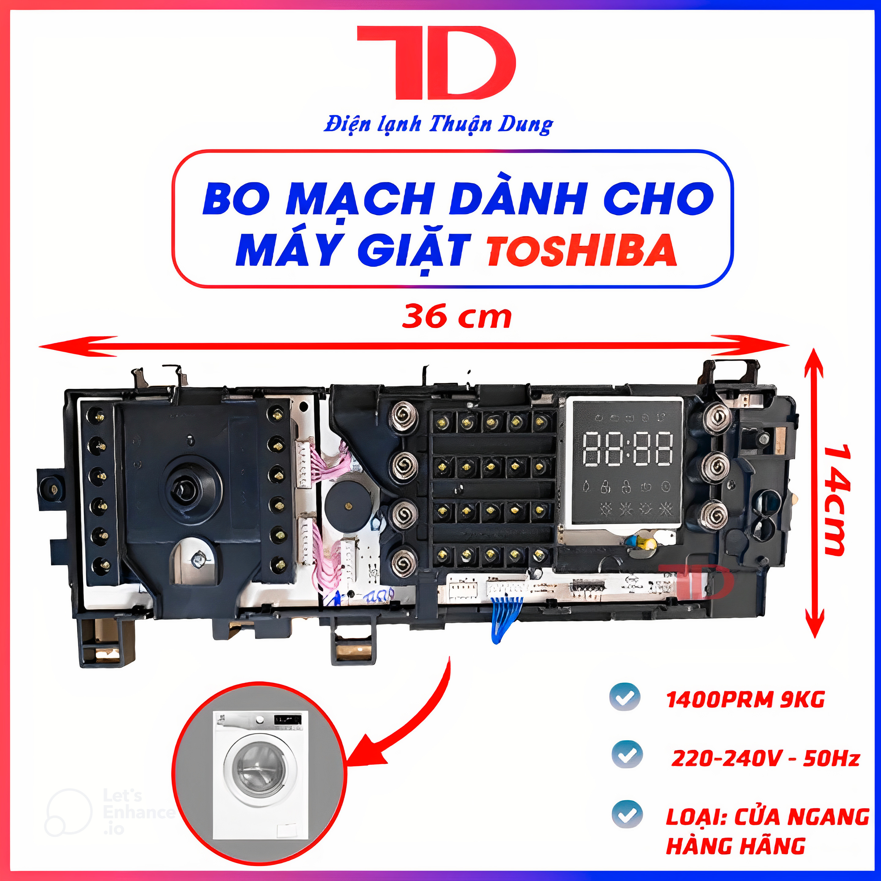 Bo mạch dành cho máy giặt TOSHIBA lồng ngang  - Điện Lạnh Thuận Dung