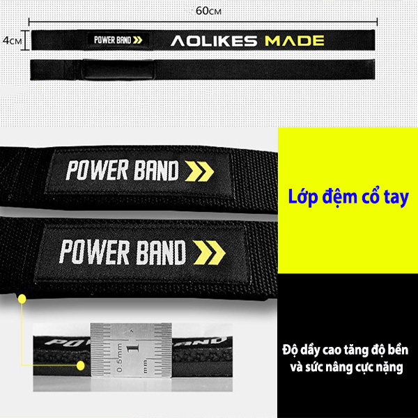 Dây Kéo Lưng Trợ Lực Cổ Tay Tập GYM Lifting Straps Aolikes AL-7637 (1 đôi)