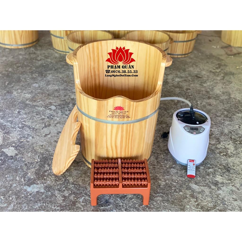 Thùng gỗ xông chân kèm máy 2lit gỗ thông hàng chọn lọc, thùng gỗ ngâm chân, tặng kèm thảo dược xông chân