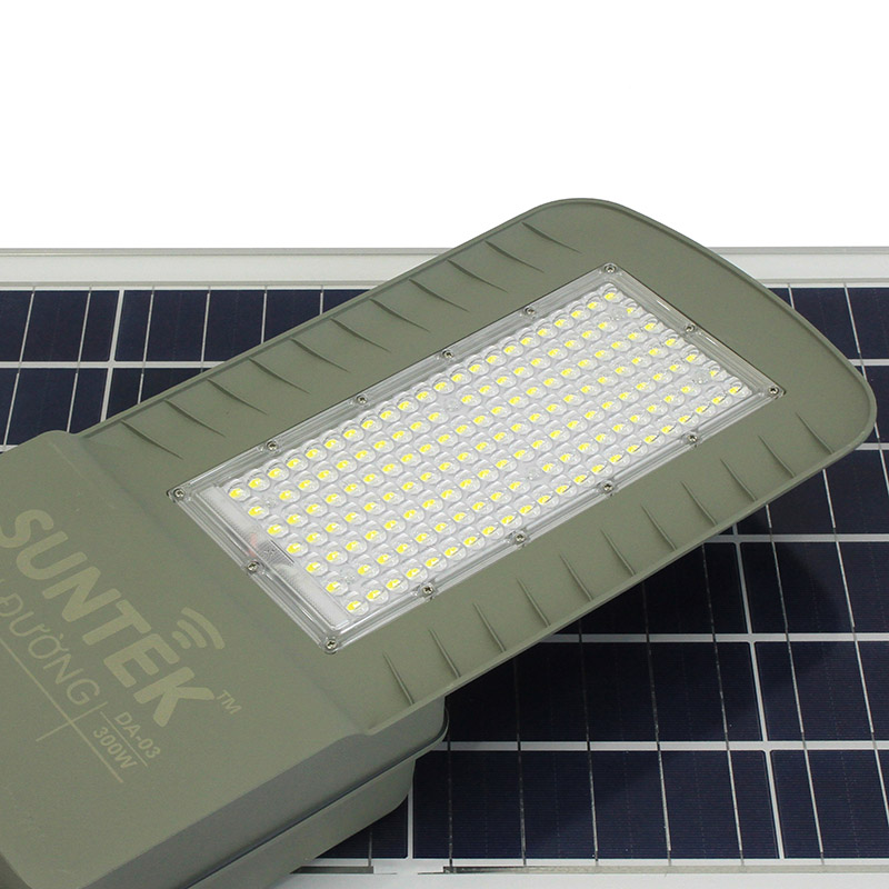 Đèn Đường Năng Lượng Mặt Trời SUNTEK DA-03 Solar Street Light 300W - Chip Led SMD 5054, 3000 Lumen, Sáng 20 giờ, Tự động Bật/Tắt, Điều khiển Từ Xa, Chống Nước/Bụi/Sét