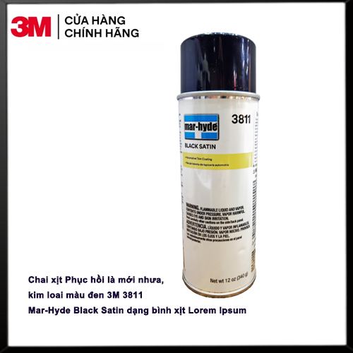 Phục hồi làm mới nhựa, kim loại màu đen 3M 3811 Mar-Hyde Black Satin dạng bình xịt -354ml