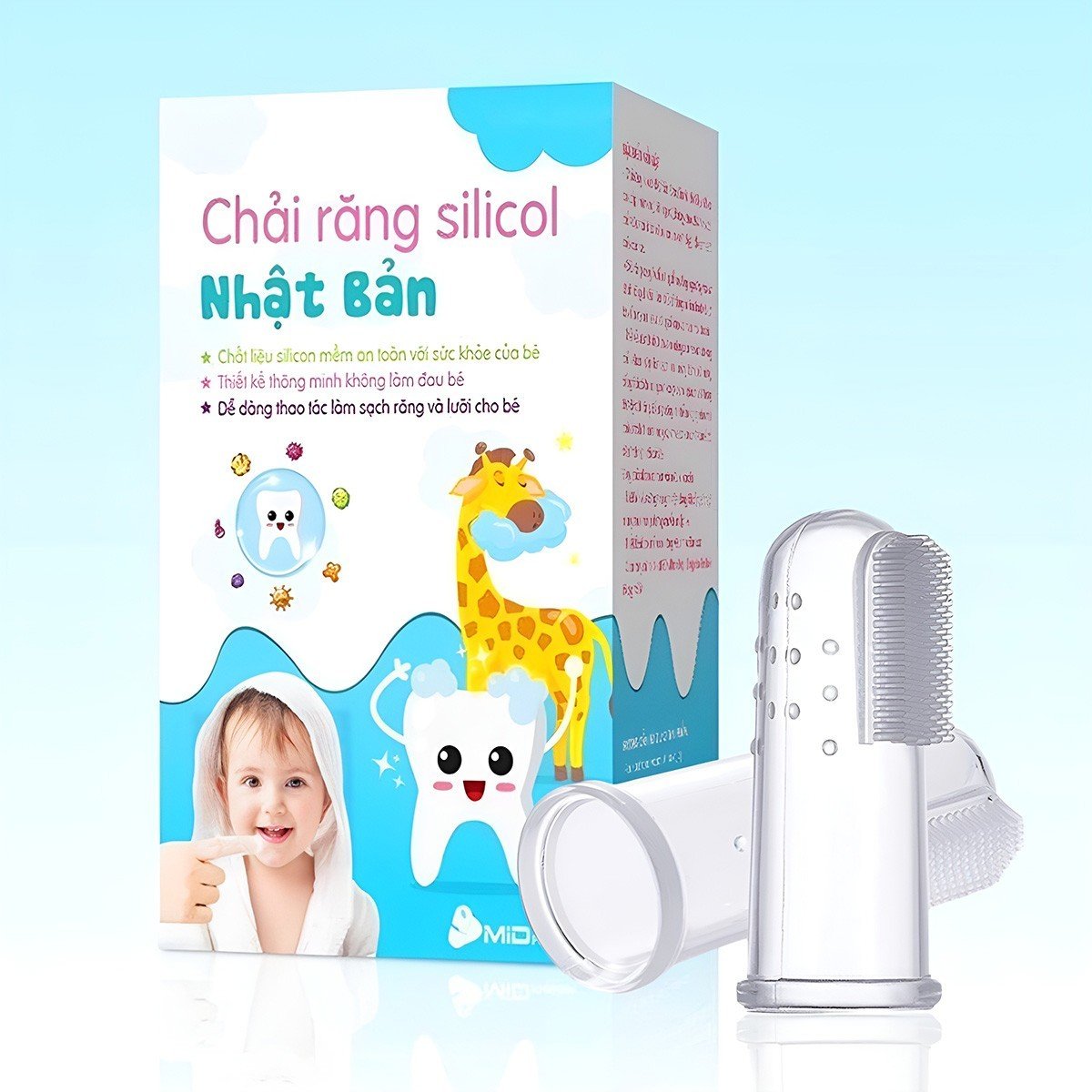 Bộ rơ lưỡi cho bé, Bàn chải silicon cho bé siêu mềm mại an toàn cho bé 0-18 tháng – SSS022