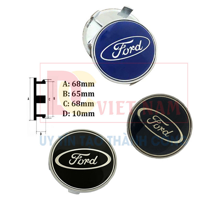 Logo chụp mâm, ốp lazang bánh xe ô tô cao cấp Ford 68mm