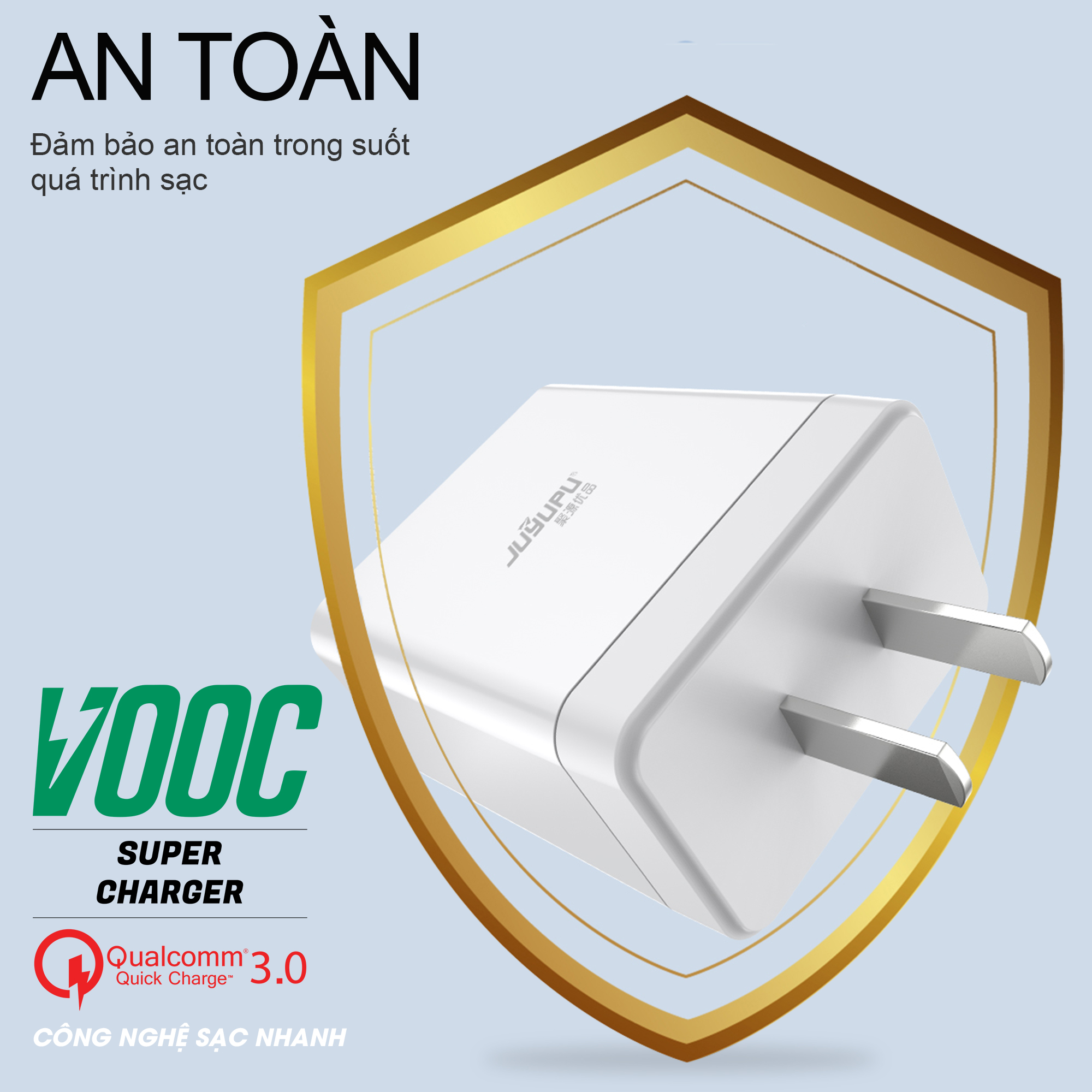 Sạc nhanh JUYUPU Q1 QC3.0 18W bộ sạc điện thoại cao cấp kèm dây cáp sạc Micro Type C dành cho Samsung OPPO VIVO HUAWEI XIAOMI củ sạc - HÀNG CHÍNH HÃNG