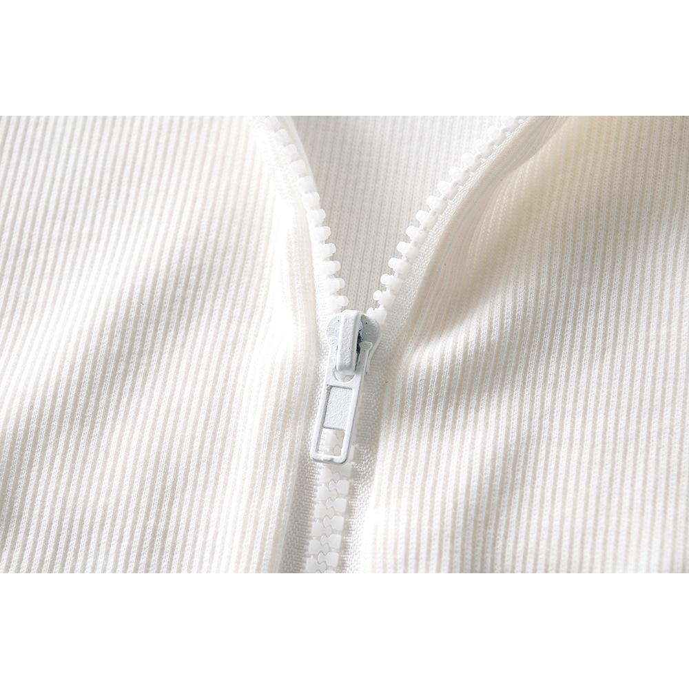Áo thun croptop nữ dài tay phối khóa kéo chất thun gân dày dặn cá tính - A00144