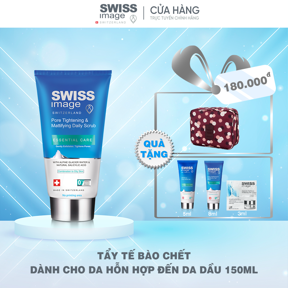 Tẩy Tế Bào Chết Dành Cho Da Hỗn Hợp Đến Da Dầu Swiss Image Pore Tightening &amp; Mattifying Daily Scrub 150ml