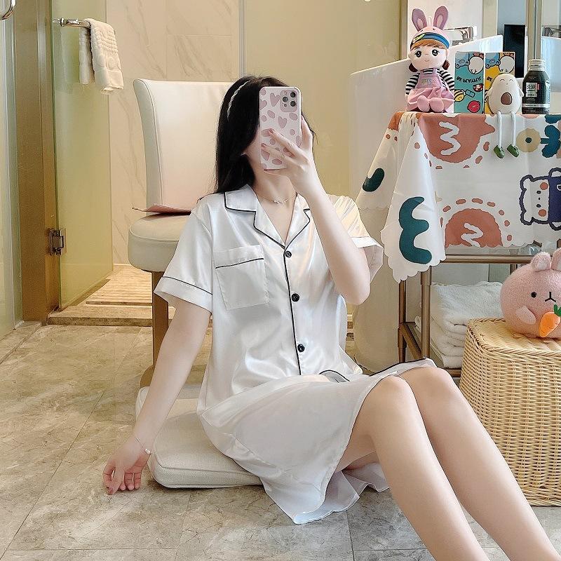 Đầm ngủ 2 dây lụa chất đẹp đồ ngủ đẹp váy ngủ phòng the gợi cảm QN001