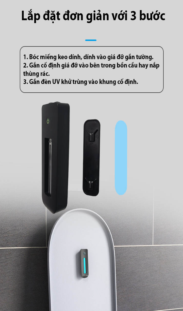 Đèn LED UV khử trùng nhà vệ sinh Laeri UVC HOOM-Design 1200mAh