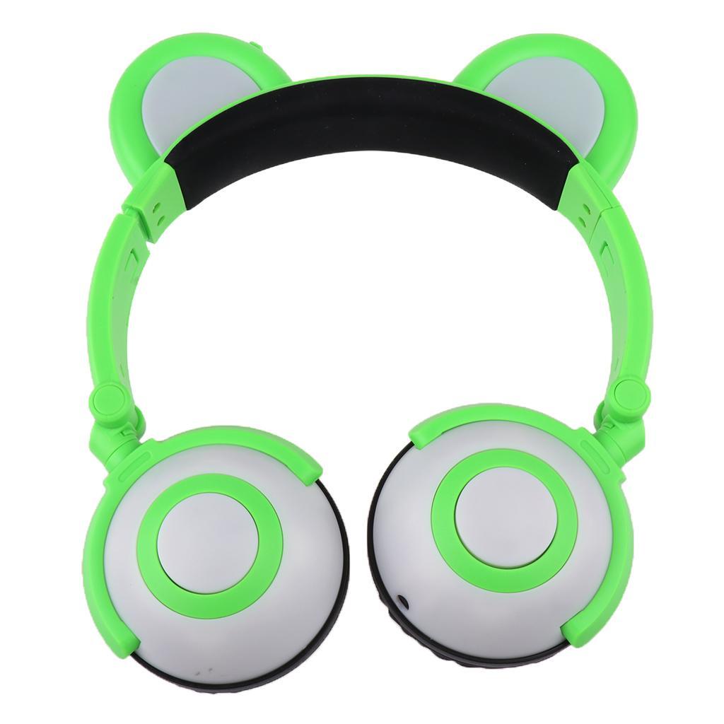 Foldable LED light Flashing Glowing Bear Ear Headphone Gaming Headset