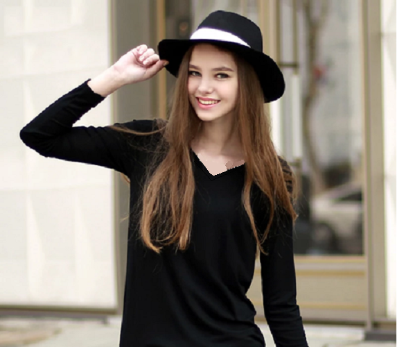 Áo thun Eddie Bauer tay dài nữ cổ tim 098