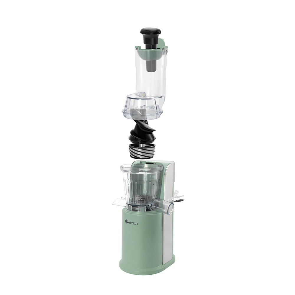 Máy ép chậm Elmich JEE-8723, công suất 250W, hạn chế tách nước, giữ trọn dưỡng chất, gọn nhẹ, tháo lắp dễ dàng, kết hợp với lưới lọc lắp ráp liền với trục vít, dễ dàng vệ sinh - Hàng chính hãng
