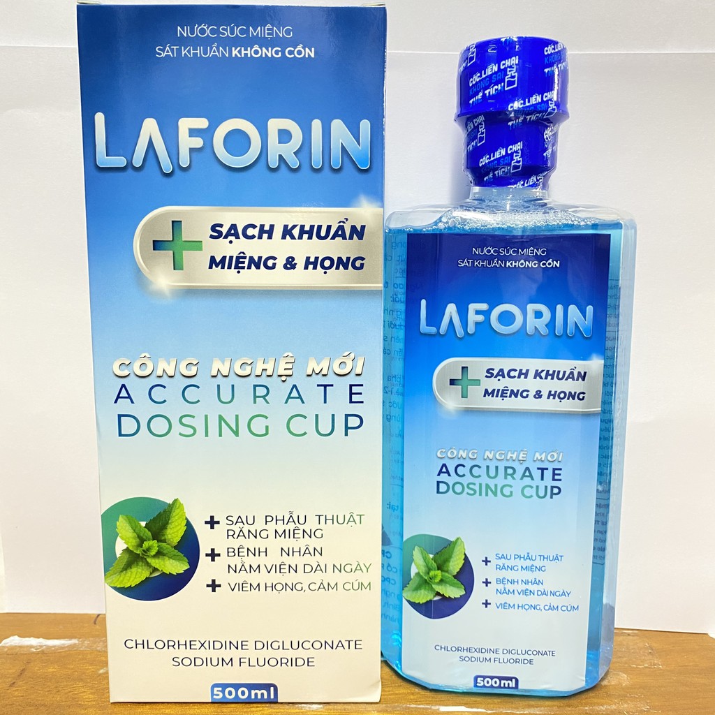 Nước súc miệng kháng khuẩn không cồn Laforin chlorhexidine 500ml