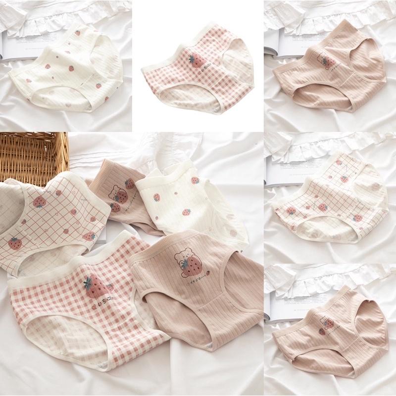 Quần Lót Nữ Cotton Siêu Thoáng Nâng Mông Dâu Tây Thỏ Hồng Siêu Kute QL11